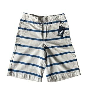 Nautica boy’s pull on shorts tan navy striped size 14